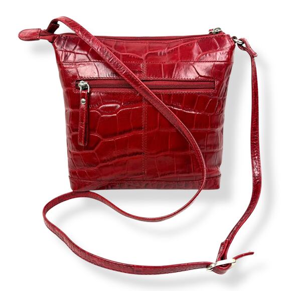 90's designer red crocodile leather bag by MICHAEL ROME DESIGNS - Picture 2 of 16